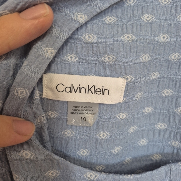 🍁Calvin Klein Women’s Blue Sleeveless Tiered Midi Dress – Size 10 - Picture 4 of 6